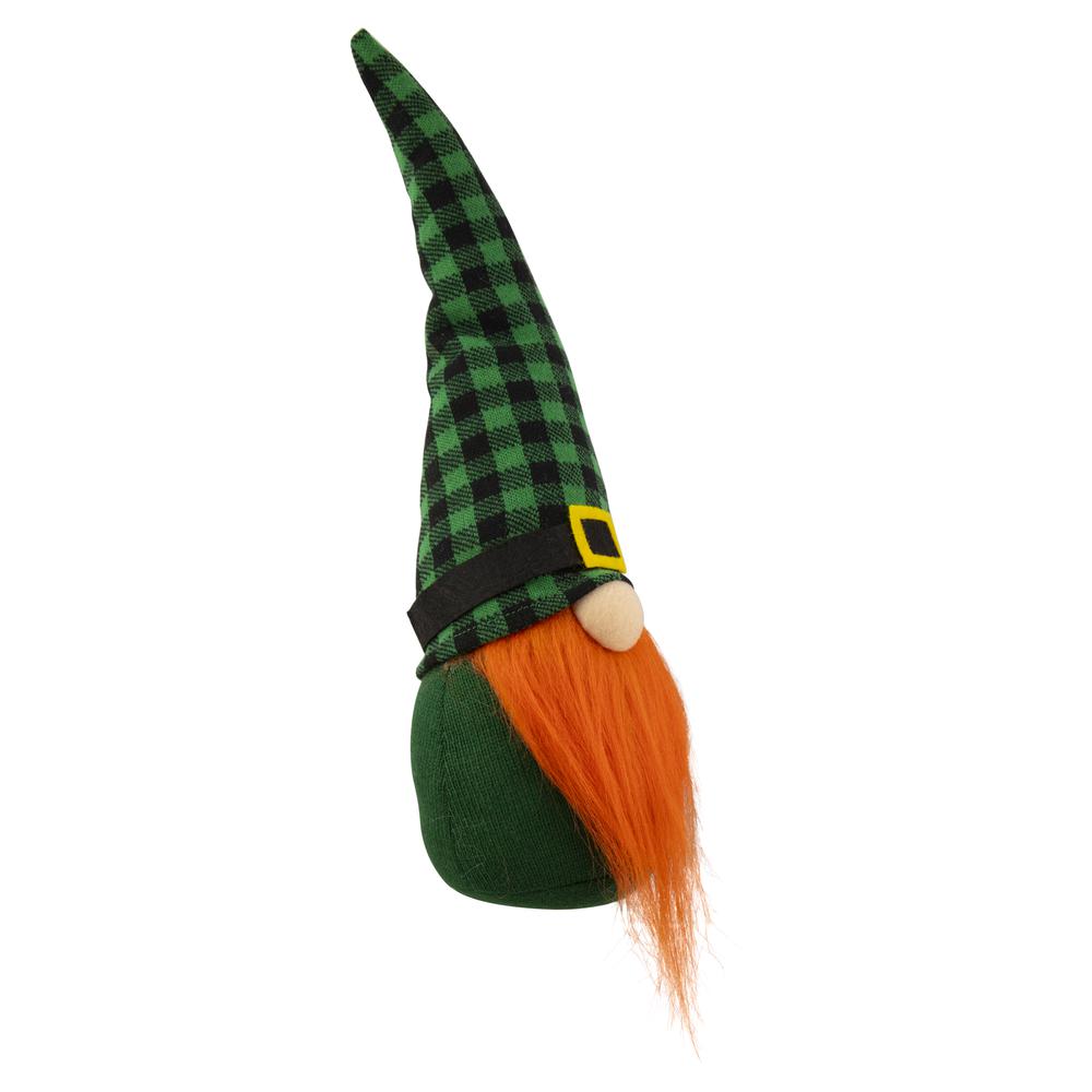13" Green and Black Plaid St. Patrick's Day Leprechaun Gnome. Picture 3