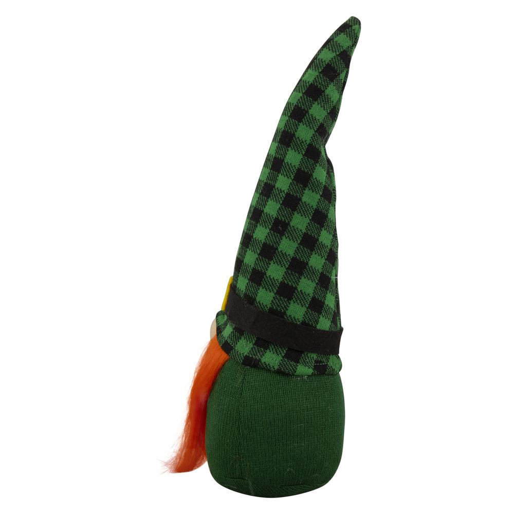 13" Green and Black Plaid St. Patrick's Day Leprechaun Gnome. Picture 5