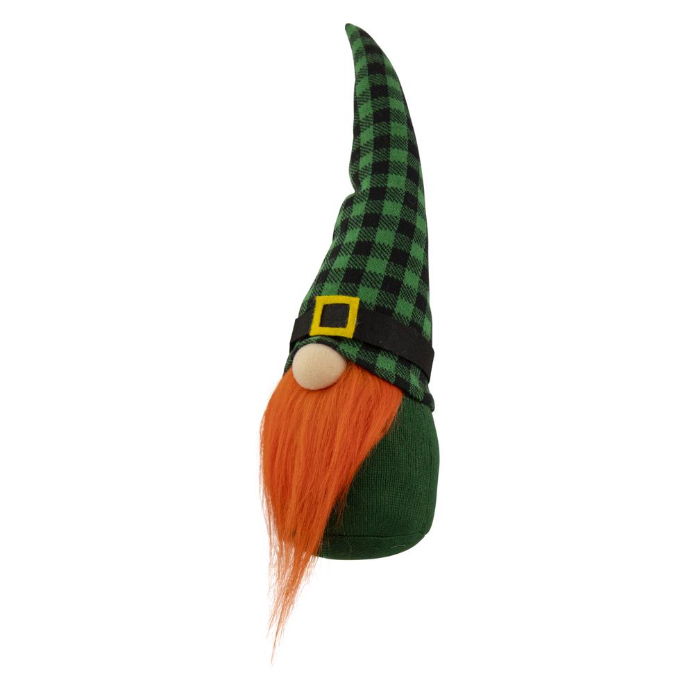 13" Green and Black Plaid St. Patrick's Day Leprechaun Gnome. Picture 4