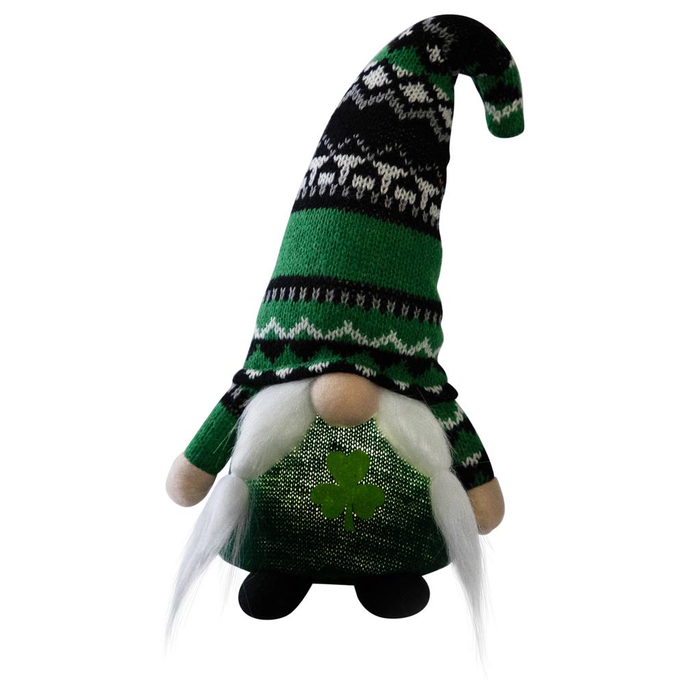 LED Lighted St. Patrick's Day Girl Gnome - 11.5" - Green. Picture 2