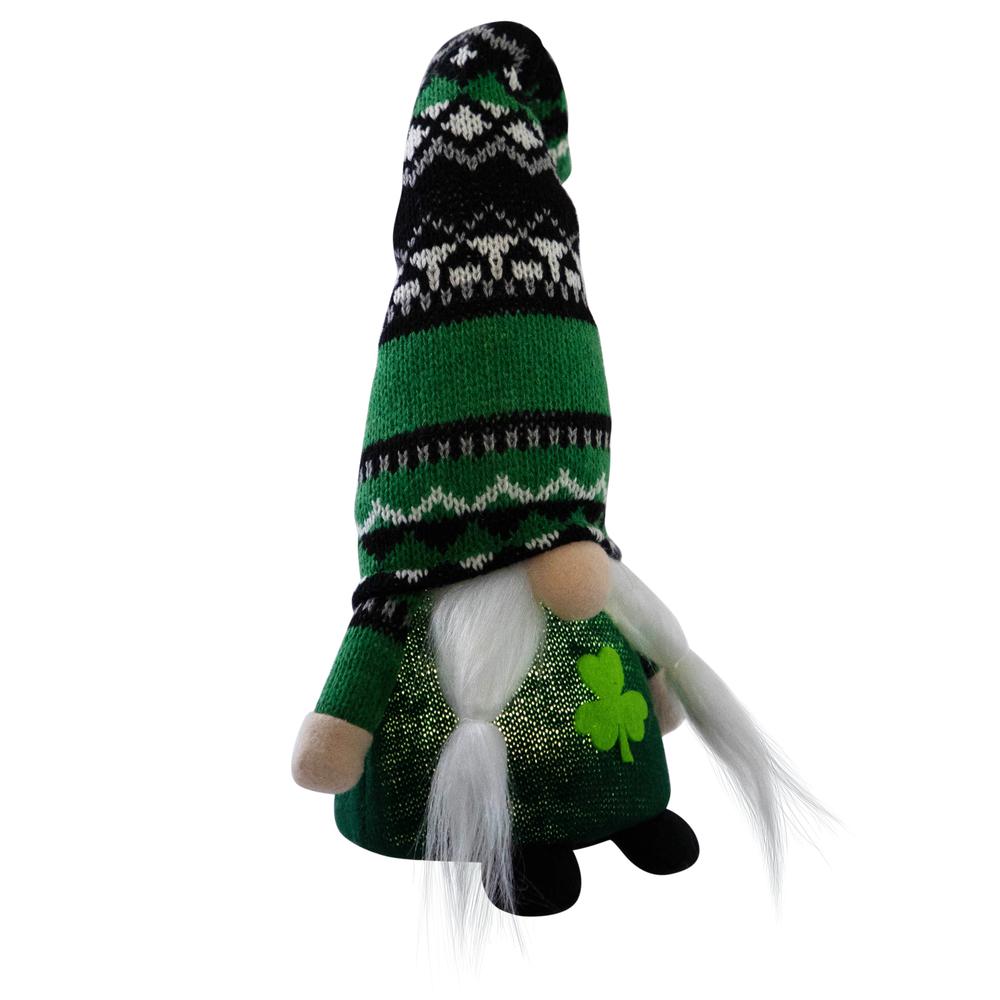 LED Lighted St. Patrick's Day Girl Gnome - 11.5" - Green. Picture 3