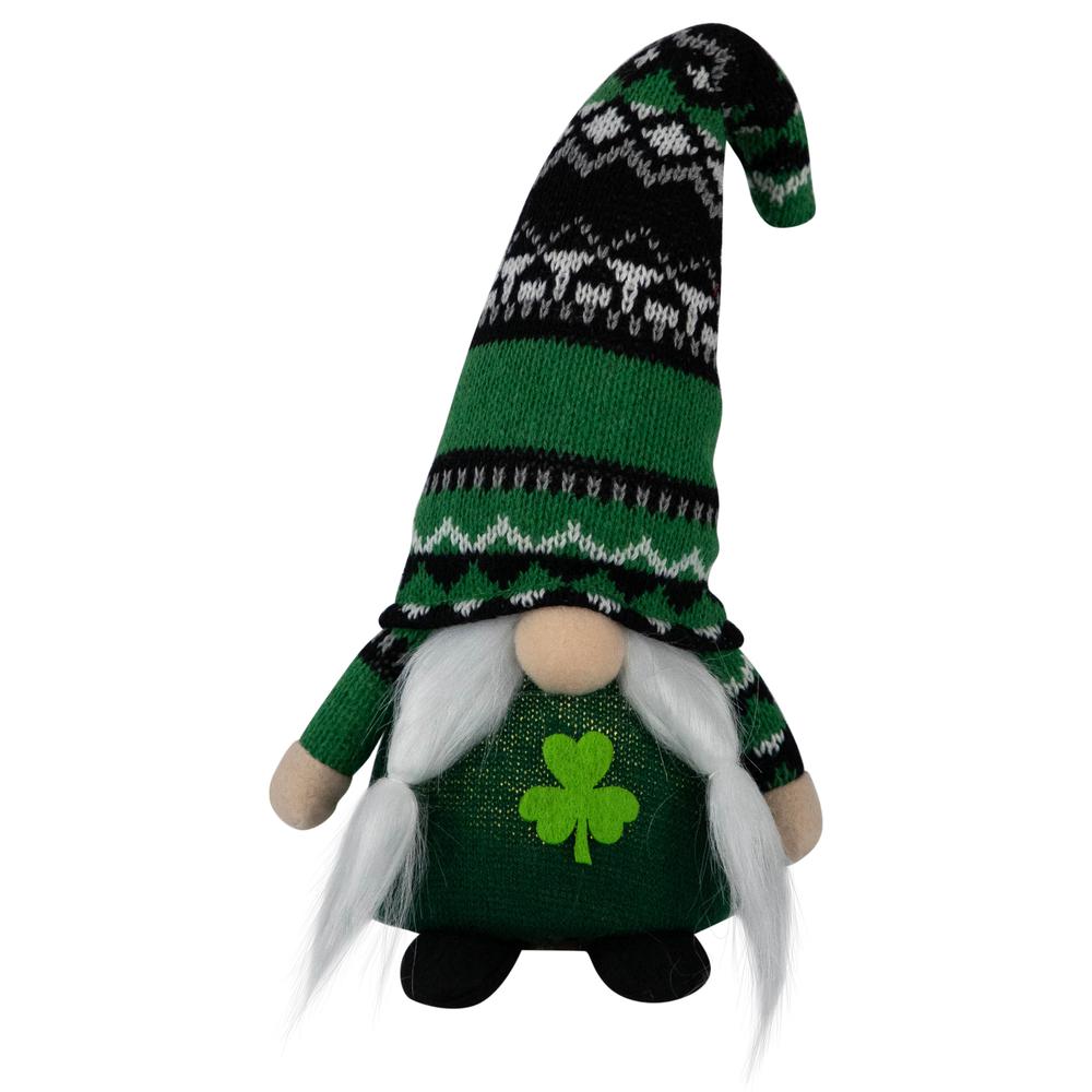 LED Lighted St. Patrick's Day Girl Gnome - 11.5" - Green. Picture 1
