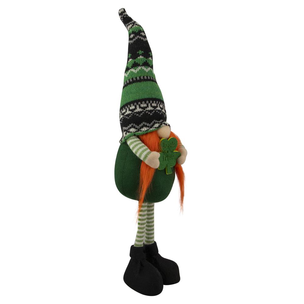 19" Green and Black Leprechaun Girl Gnome Standing St Patrick's Day Figure. Picture 2