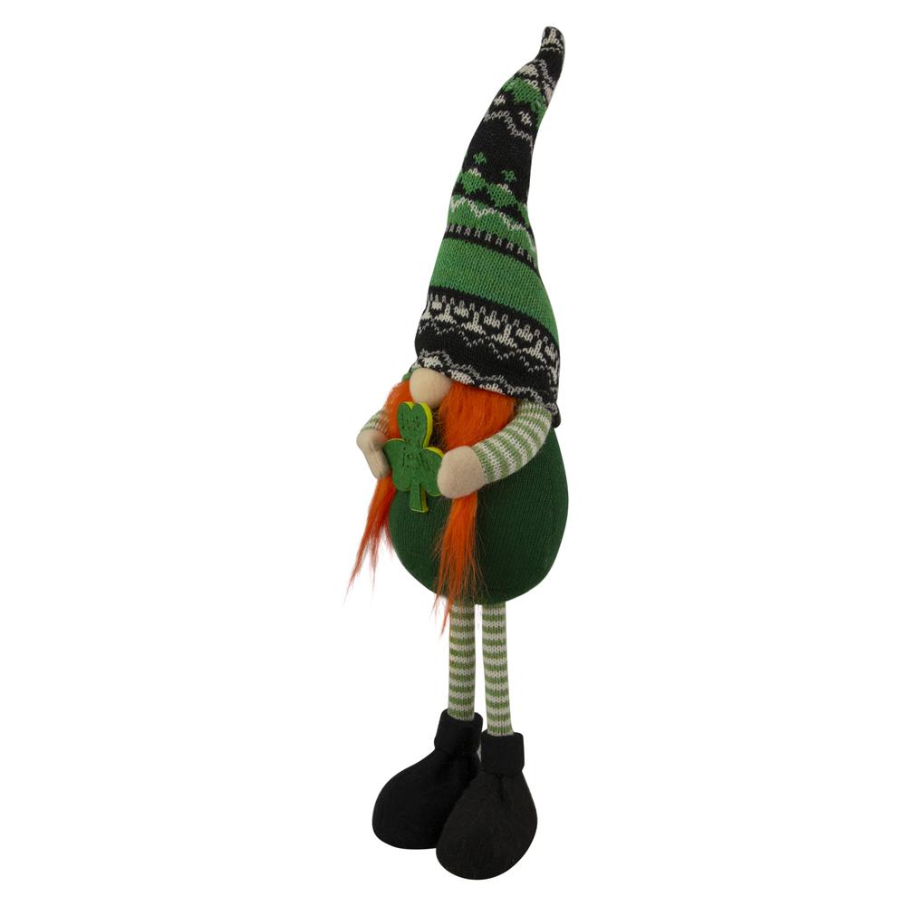 19" Green and Black Leprechaun Girl Gnome Standing St Patrick's Day Figure. Picture 3