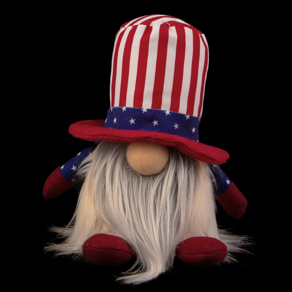 6.75" Lighted Americana Boy 4th of July Patriotic Gnome. Picture 3