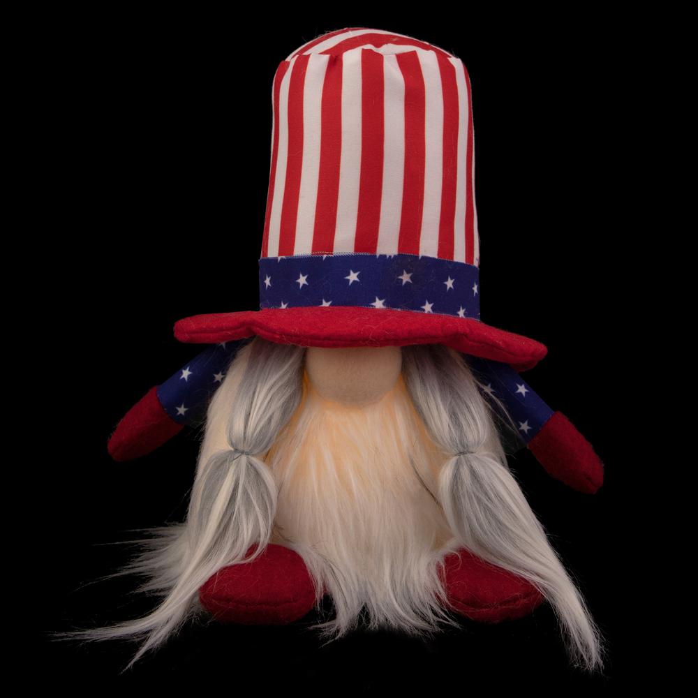6.75" Lighted Americana Girl 4th of July Patriotic Gnome. Picture 3