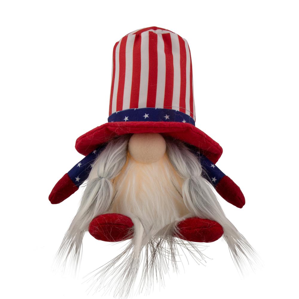 6.75" Lighted Americana Girl 4th of July Patriotic Gnome. Picture 1