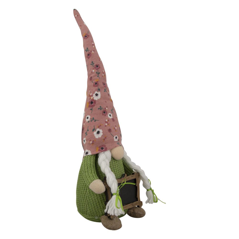 16" Pink Floral Springtime Gnome with Message Board. Picture 4