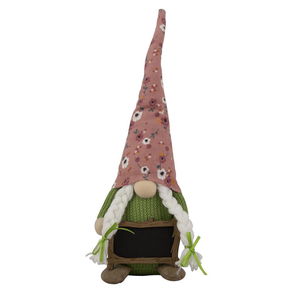 16" Pink Floral Springtime Gnome with Message Board. Picture 1