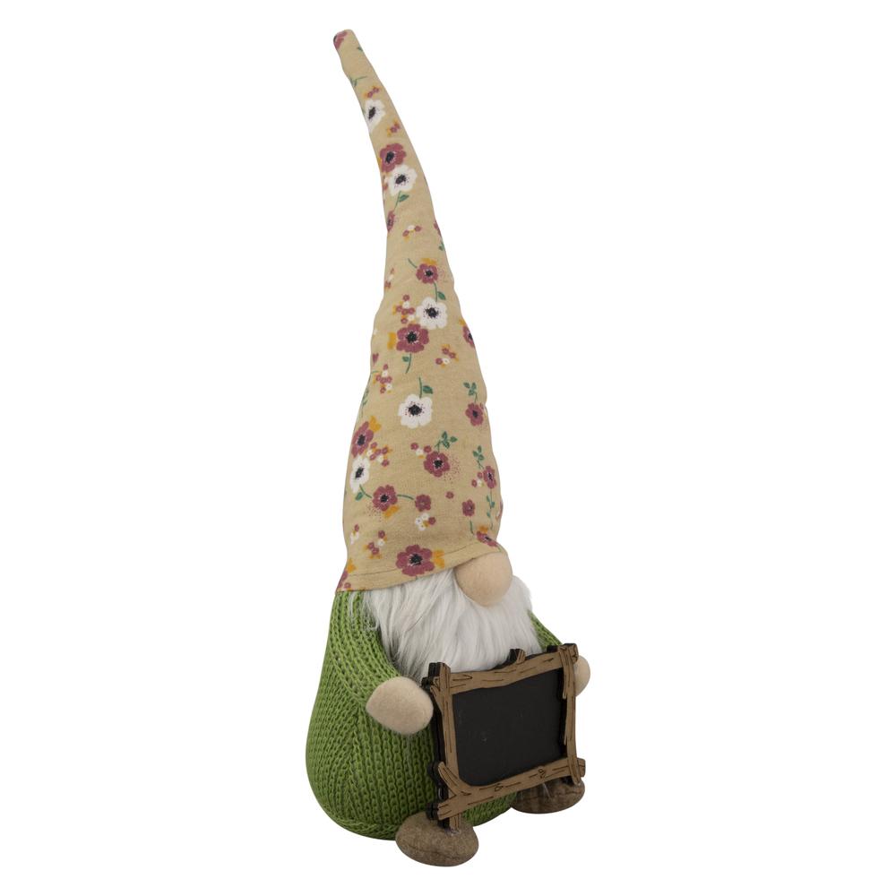 16" Yellow Floral Springtime Gnome with Message Board. Picture 3