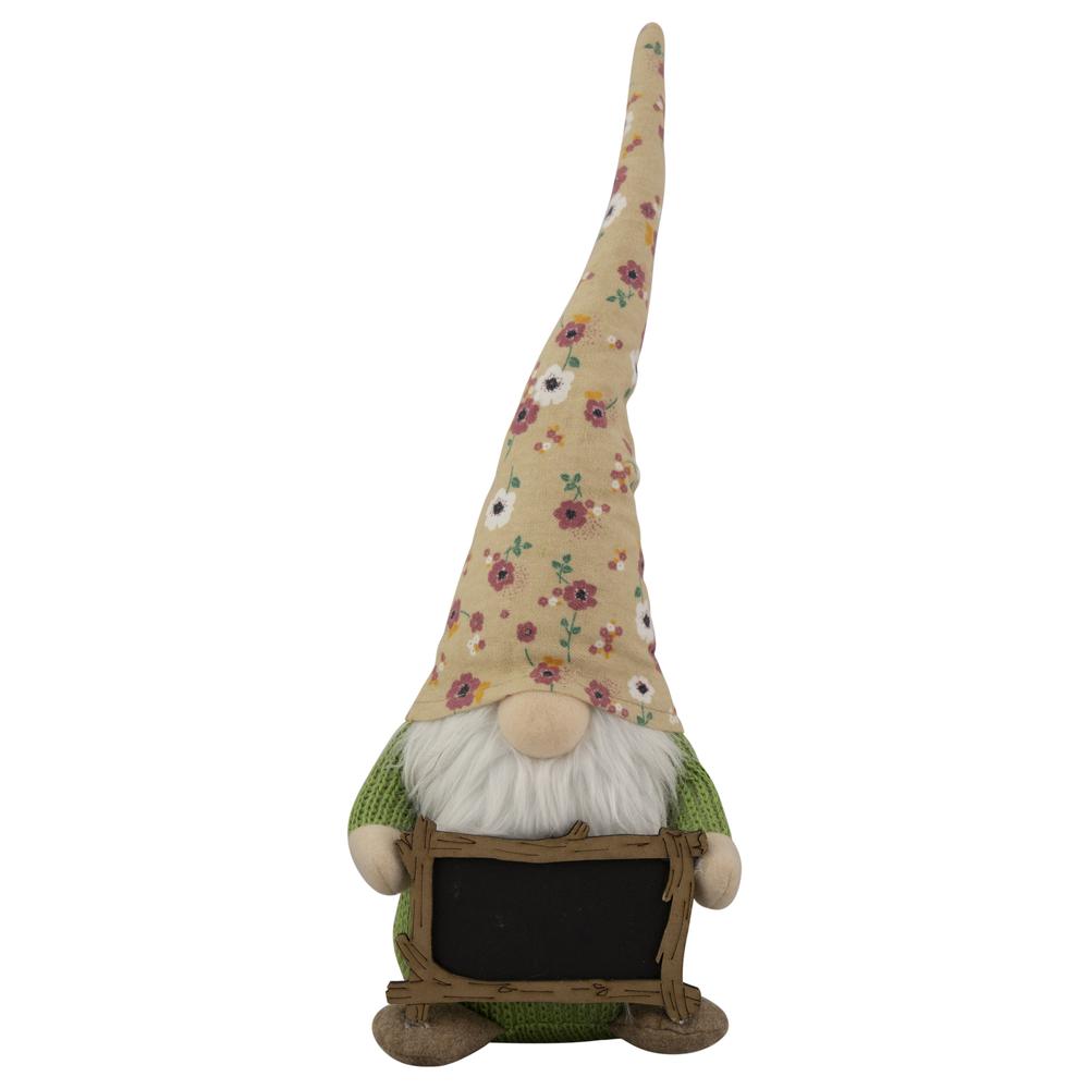 16" Yellow Floral Springtime Gnome with Message Board. Picture 1