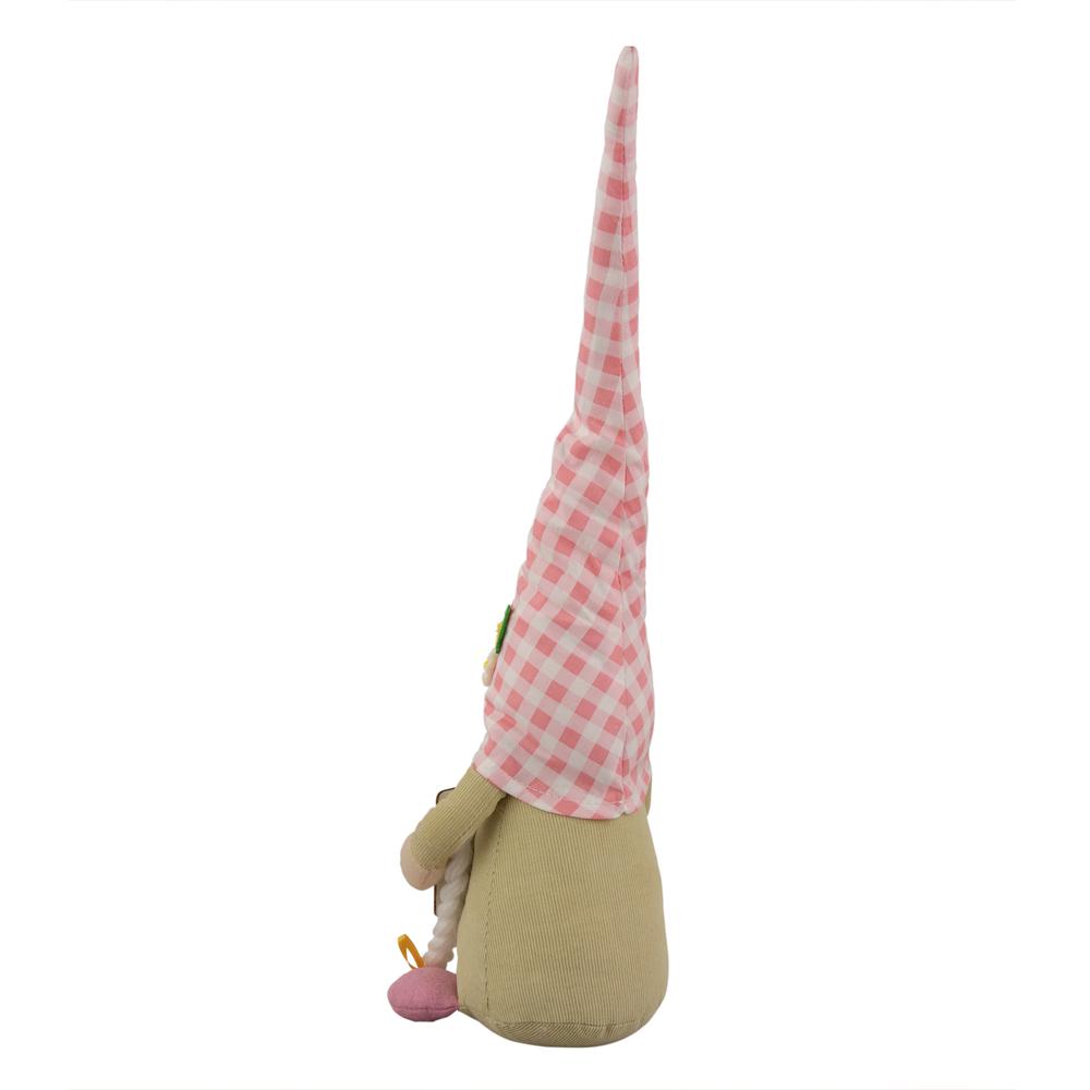 16" Pink Gingham Plaid Springtime Gnome with Chalkboard. Picture 5