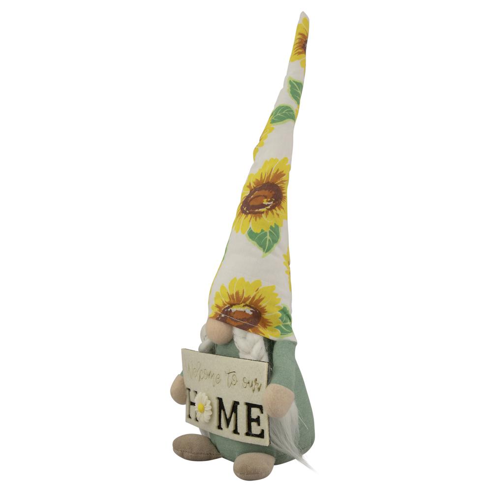 15.5" Welcome to Our Home Spring Gnome with Sunflower Hat. Picture 4