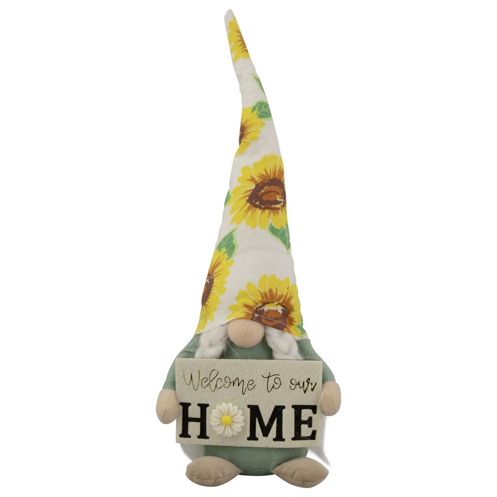 15.5" Welcome to Our Home Spring Gnome with Sunflower Hat. Picture 1