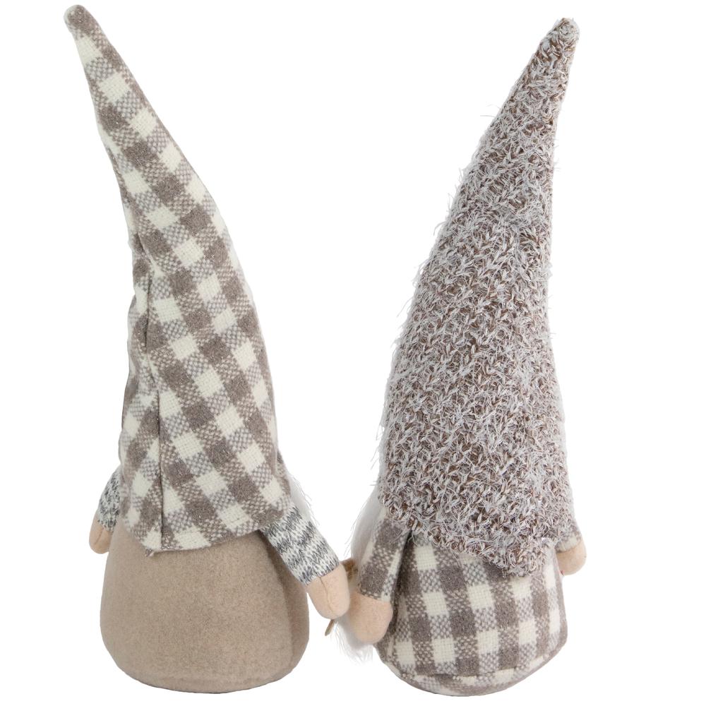 Set of 2 Beige and White Gingham Nordic Christmas Gnomes  13". Picture 3