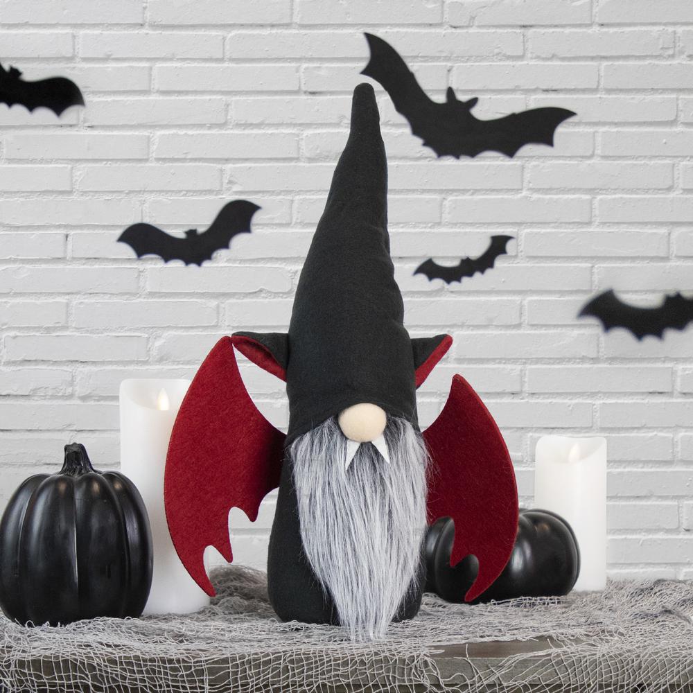 18" Black and Red Halloween Gnome with Bat Wings - Male. Picture 1