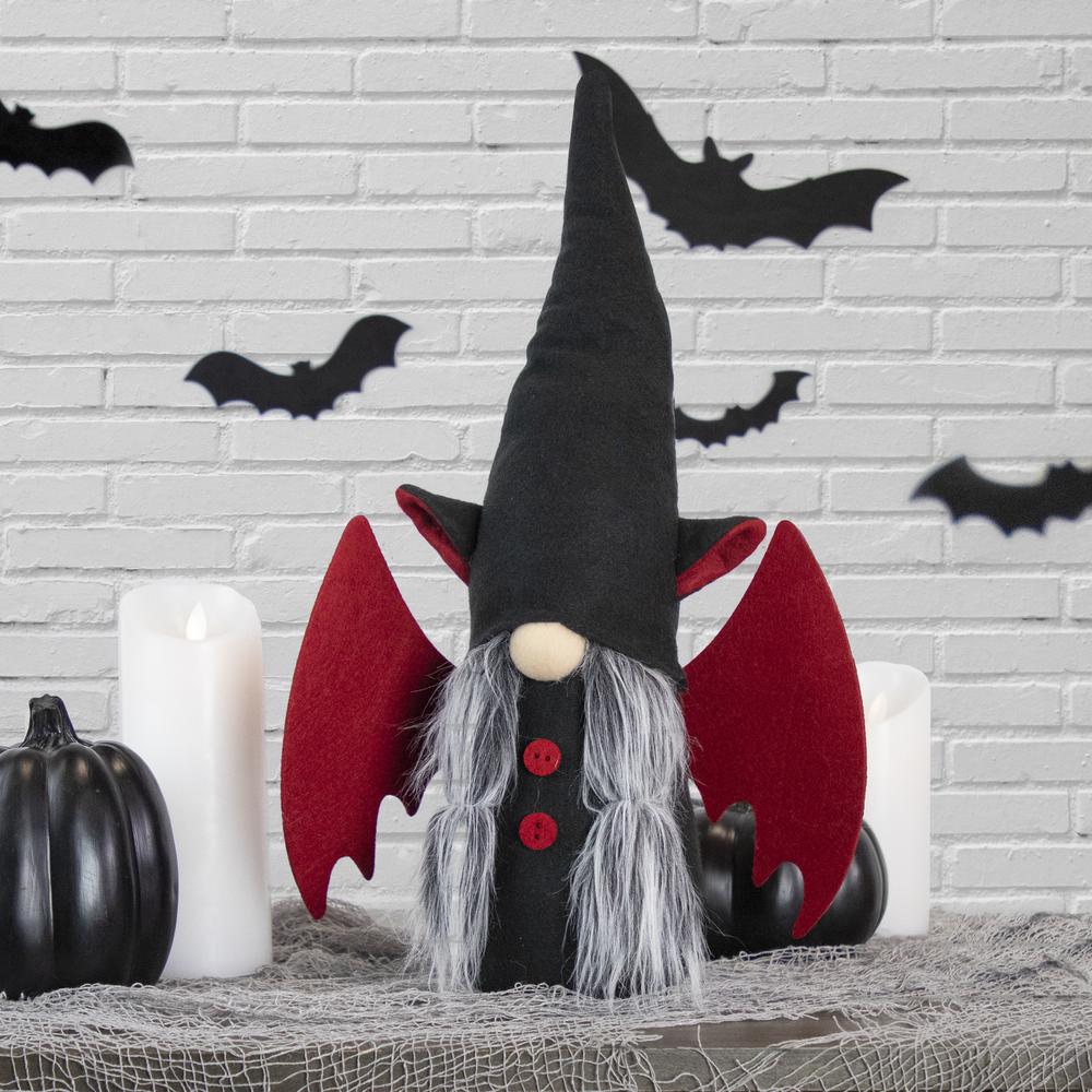 18" Black and Red Halloween Gnome with Bat Wings - Female. Picture 1