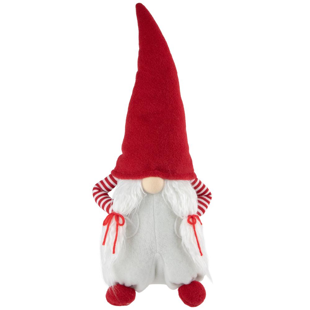 20" Red and White "Hands in Pocket" Female Christmas Gnome Decoration. Picture 1