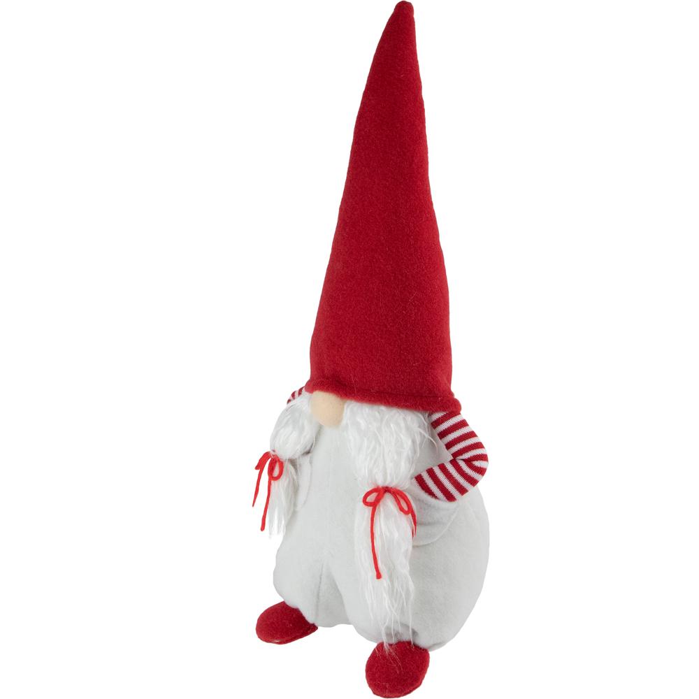 20" Red and White "Hands in Pocket" Female Christmas Gnome Decoration. Picture 2