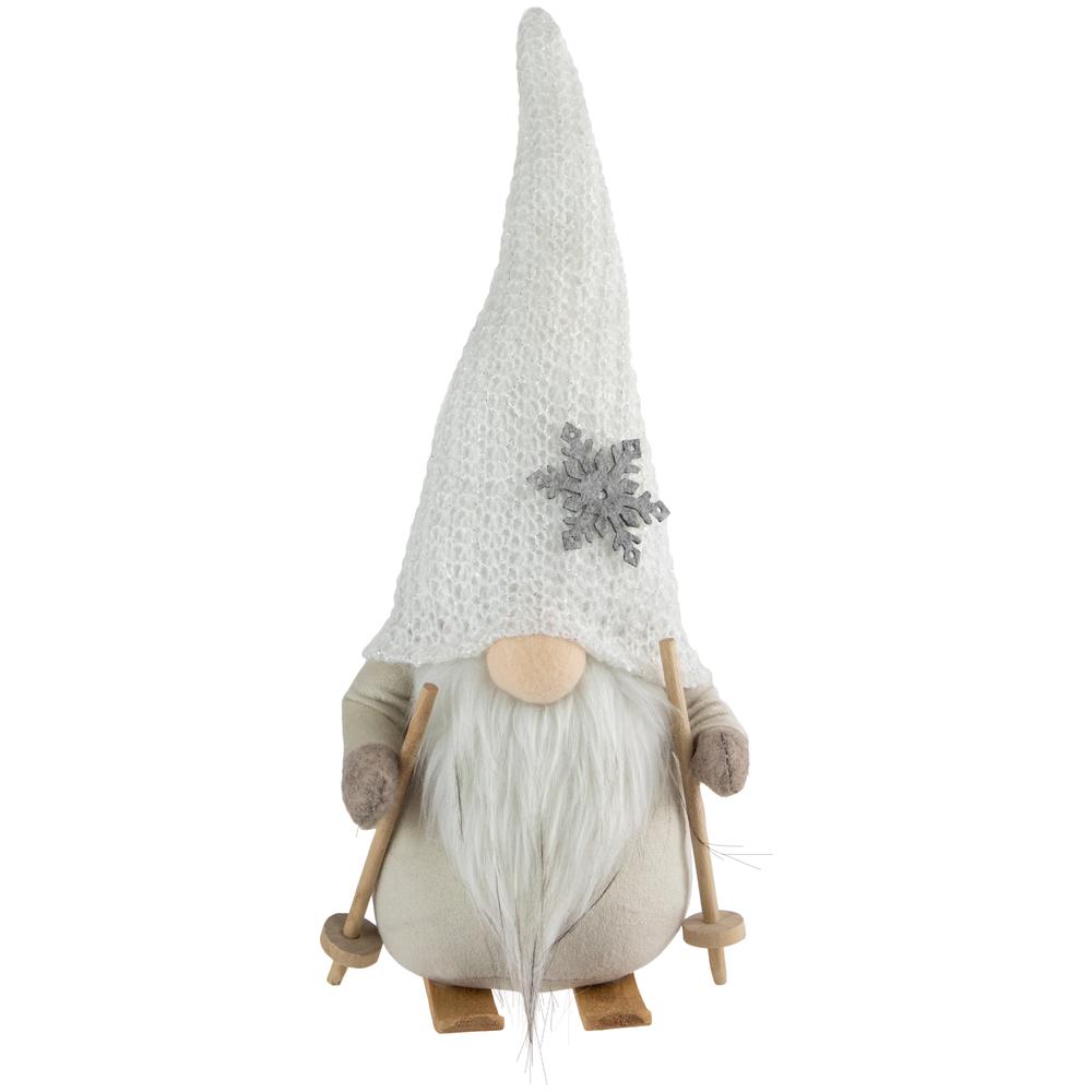13" Winter Ski Gnome with Snowflake Hat Christmas Tabletop Decoration. Picture 1