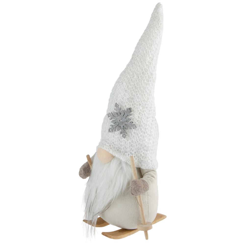 13" Winter Ski Gnome with Snowflake Hat Christmas Tabletop Decoration. Picture 4