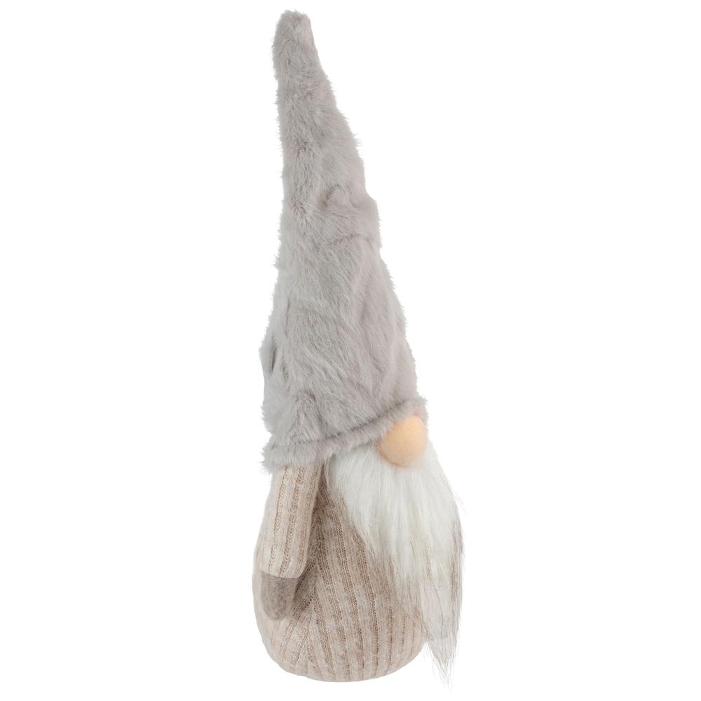 10" Lighted Nose and Plush Hat Tabletop Christmas Gnome Decoration. Picture 1
