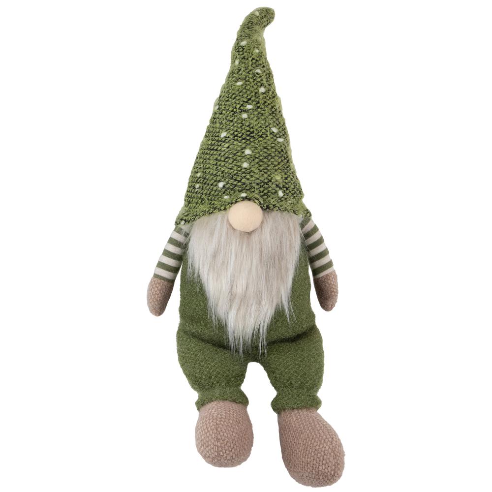 22" Sitting Olive Green Gnome Christmas Figurine. Picture 1