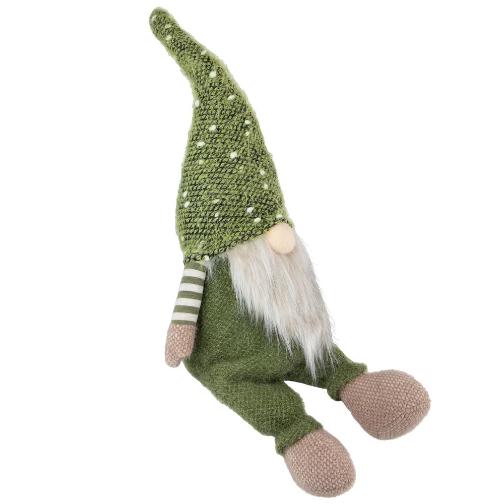 22" Sitting Olive Green Gnome Christmas Figurine. Picture 3