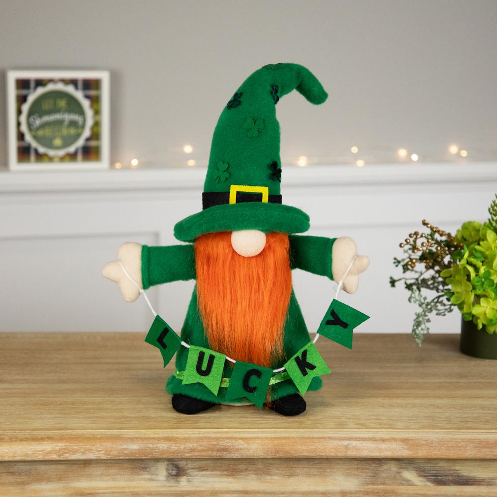 Lucky Gnome St. Patrick's Day Figurine - 16" - Green. Picture 5