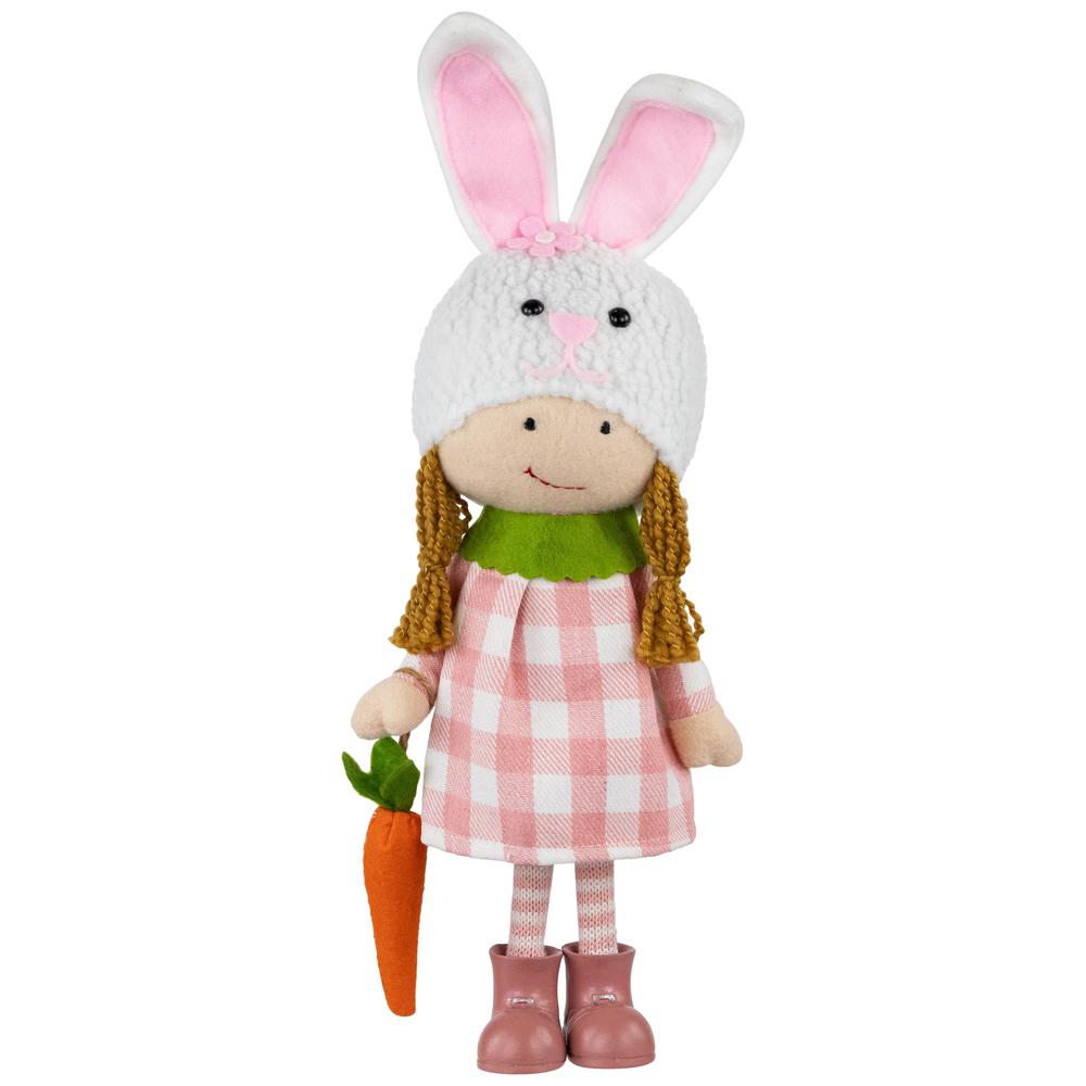 Girl in Bunny Hat Standing Easter Figurine - 13" - Pink and White. Picture 1