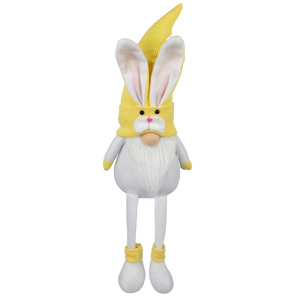 Sitting Bunny Gnome Easter Figurine - 20" - Yellow. Picture 1