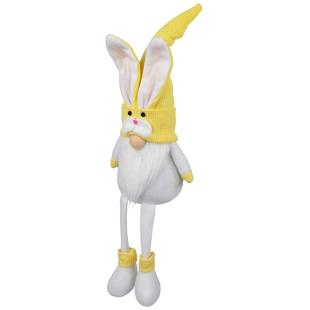 Sitting Bunny Gnome Easter Figurine - 20" - Yellow. Picture 2
