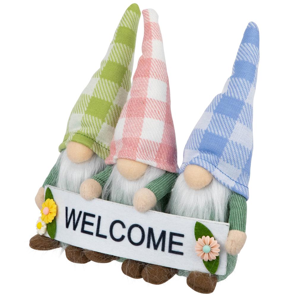 Gnome Trio with Welcome Banner Spring Table Decoration - 7". Picture 2