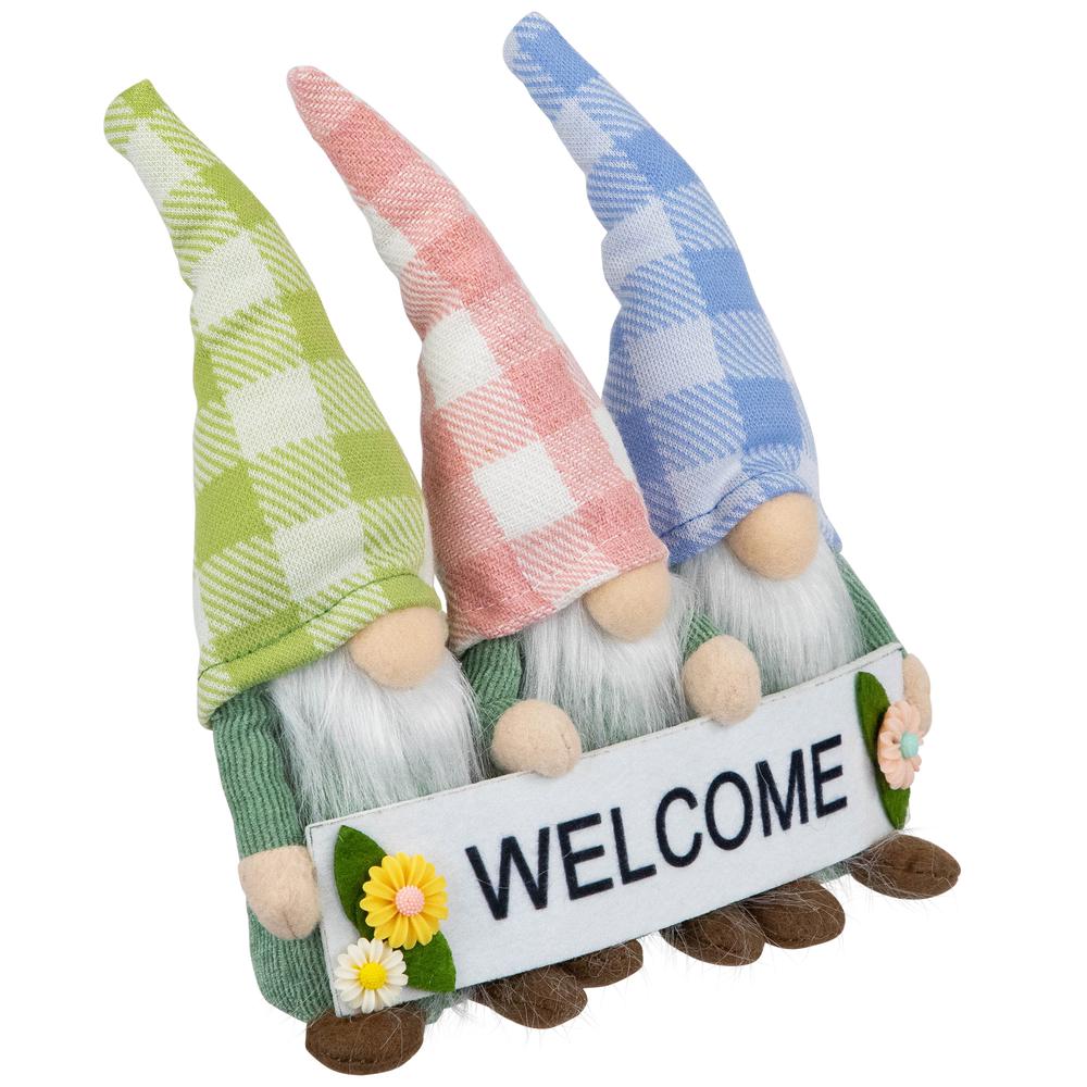 Gnome Trio with Welcome Banner Spring Table Decoration - 7". Picture 3