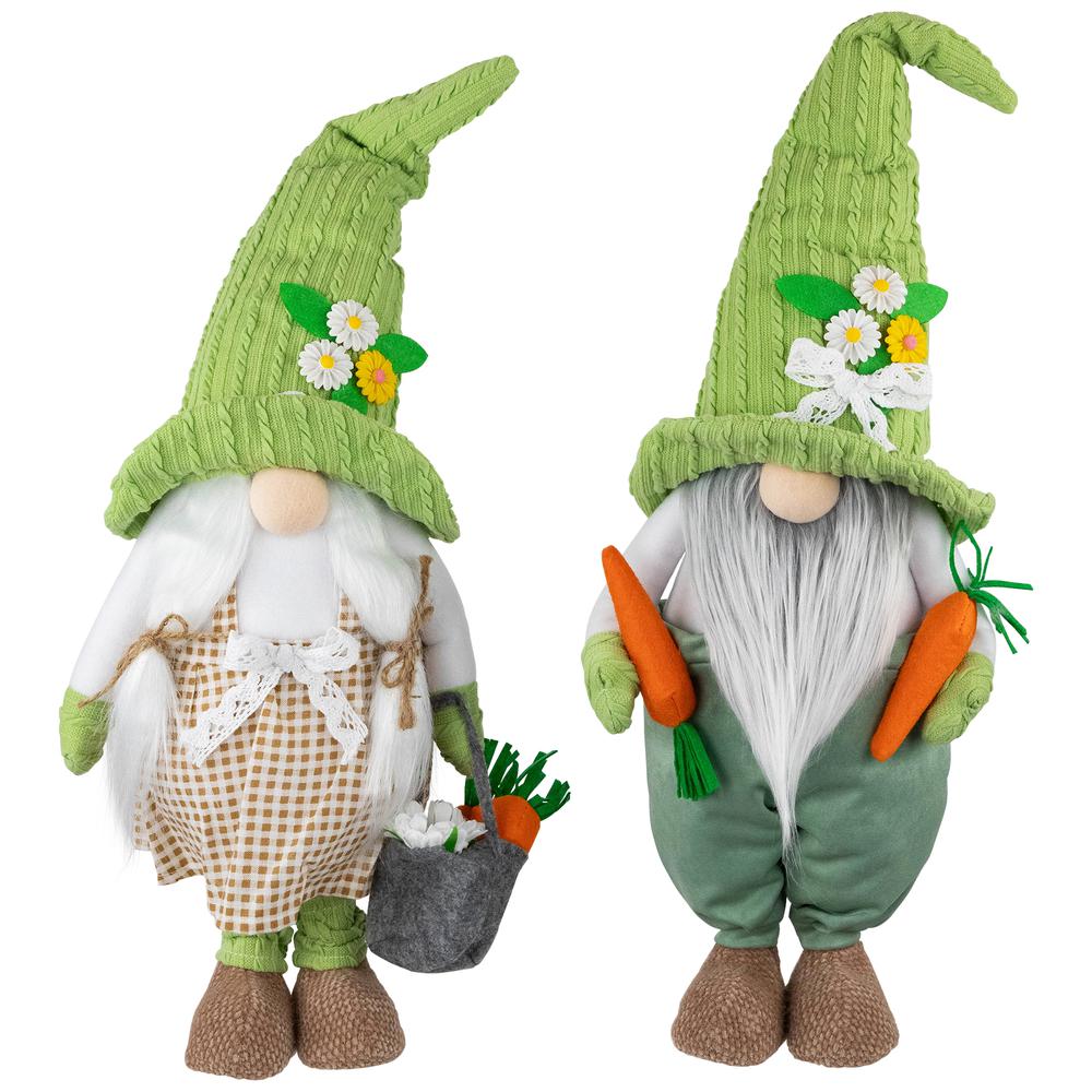 Gardening Gnomes Easter Figurines - 15" - Green and White - Set of 2. Picture 1