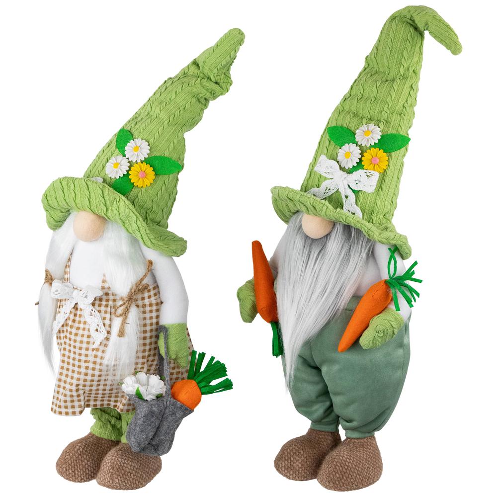 Gardening Gnomes Easter Figurines - 15" - Green and White - Set of 2. Picture 2