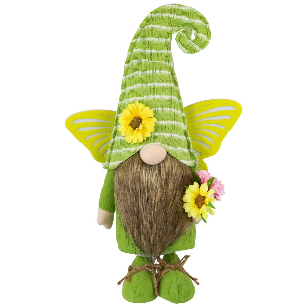 Butterfly Gnome Spring Figurine - 16" - Green and Yellow. Picture 1