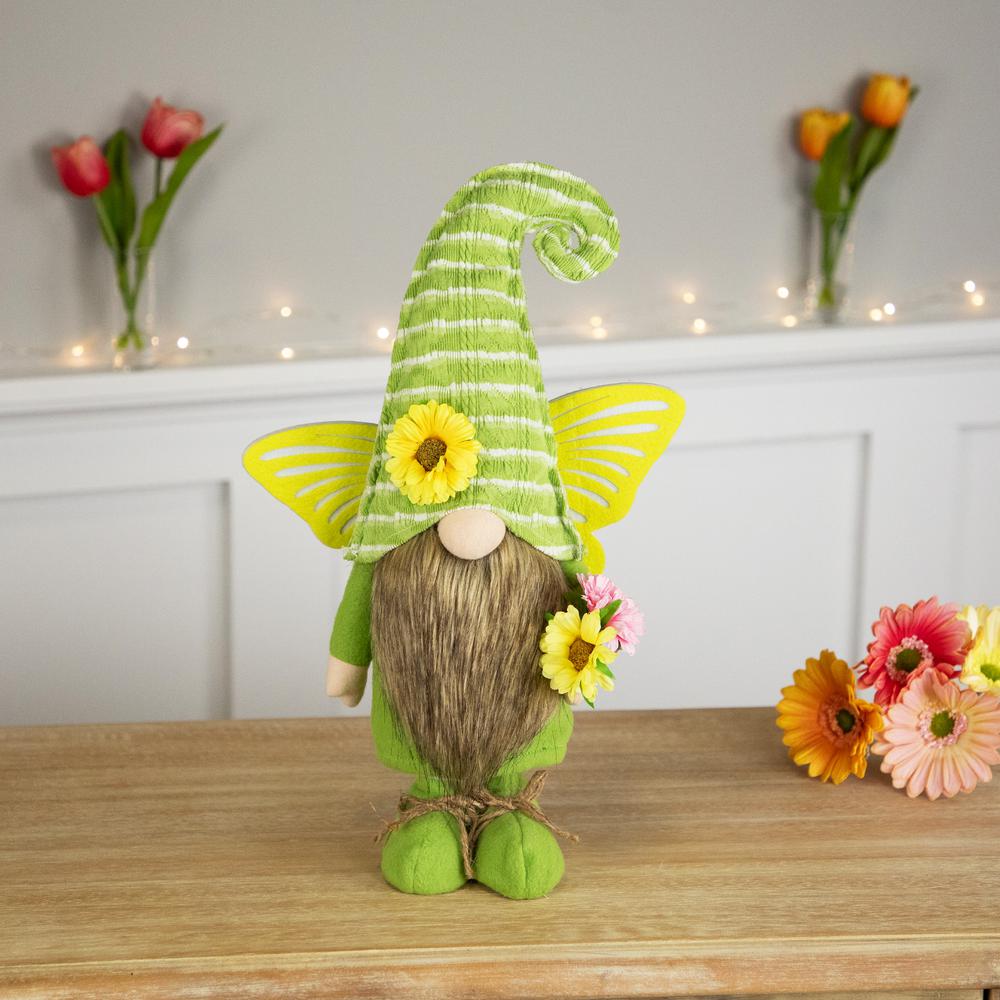 Butterfly Gnome Spring Figurine - 16" - Green and Yellow. Picture 5