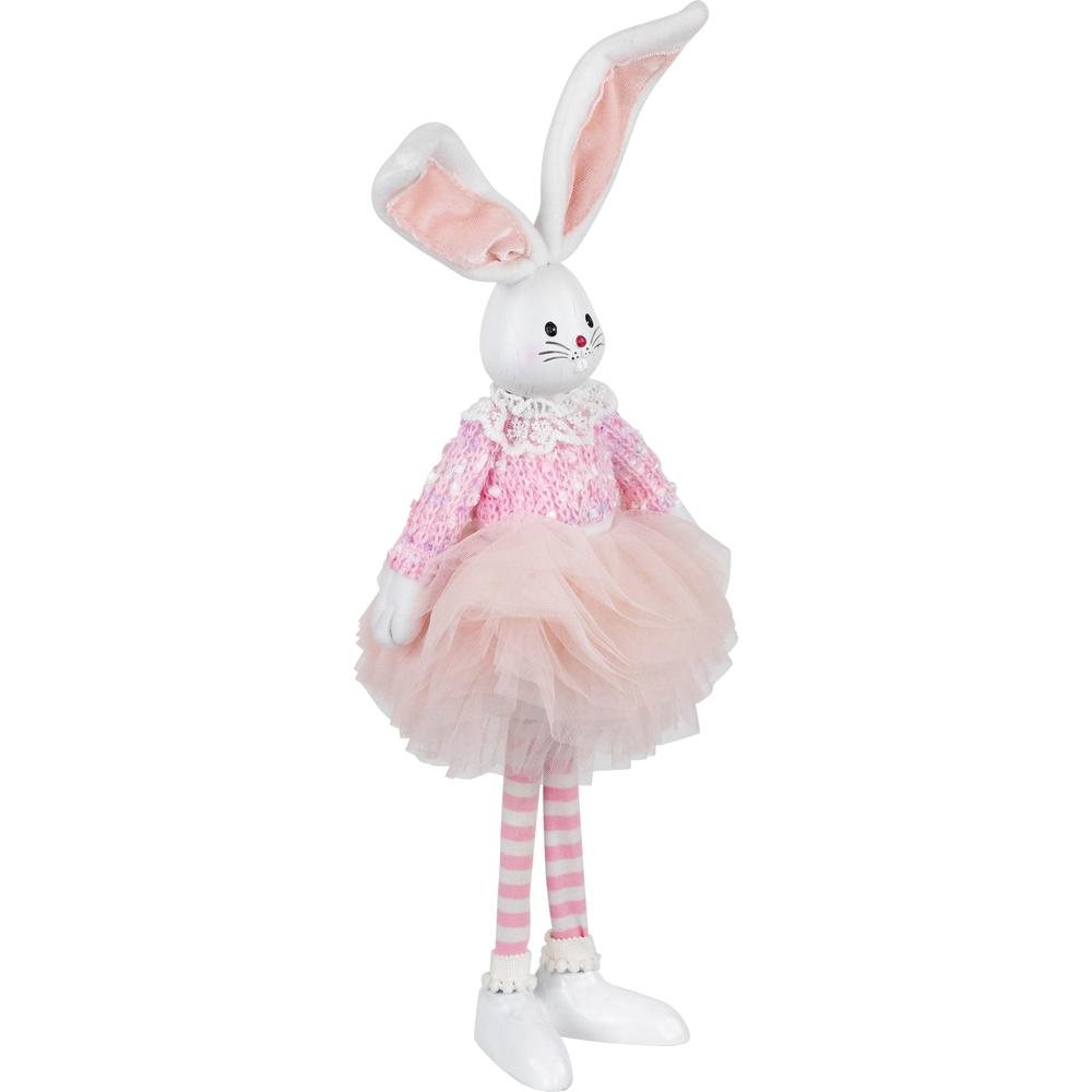 Ballerina Bunny Standing Easter Figure - 15" - Pink and White. Picture 3
