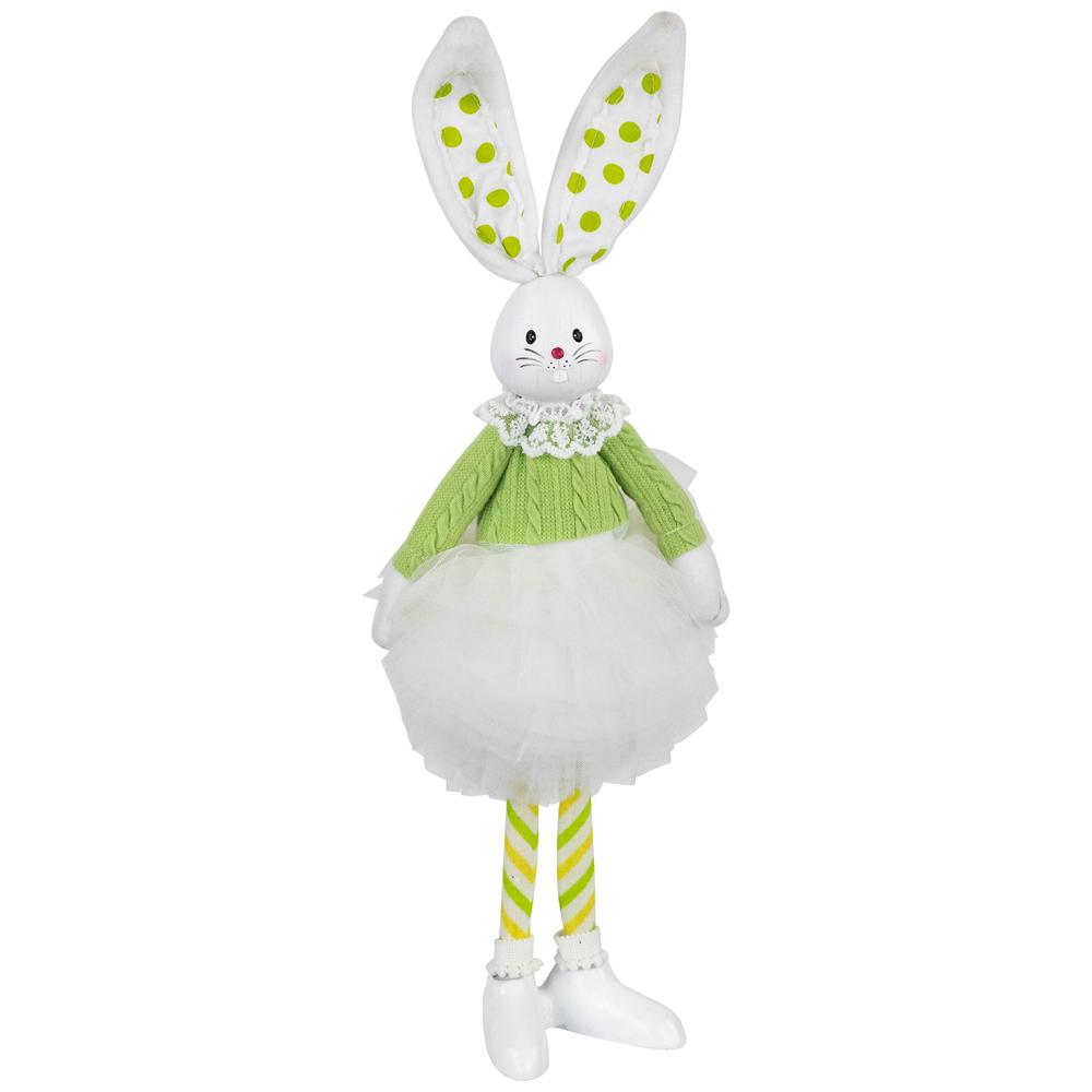 Ballerina Bunny Standing Easter Figure - 15" - Green and White. Picture 1