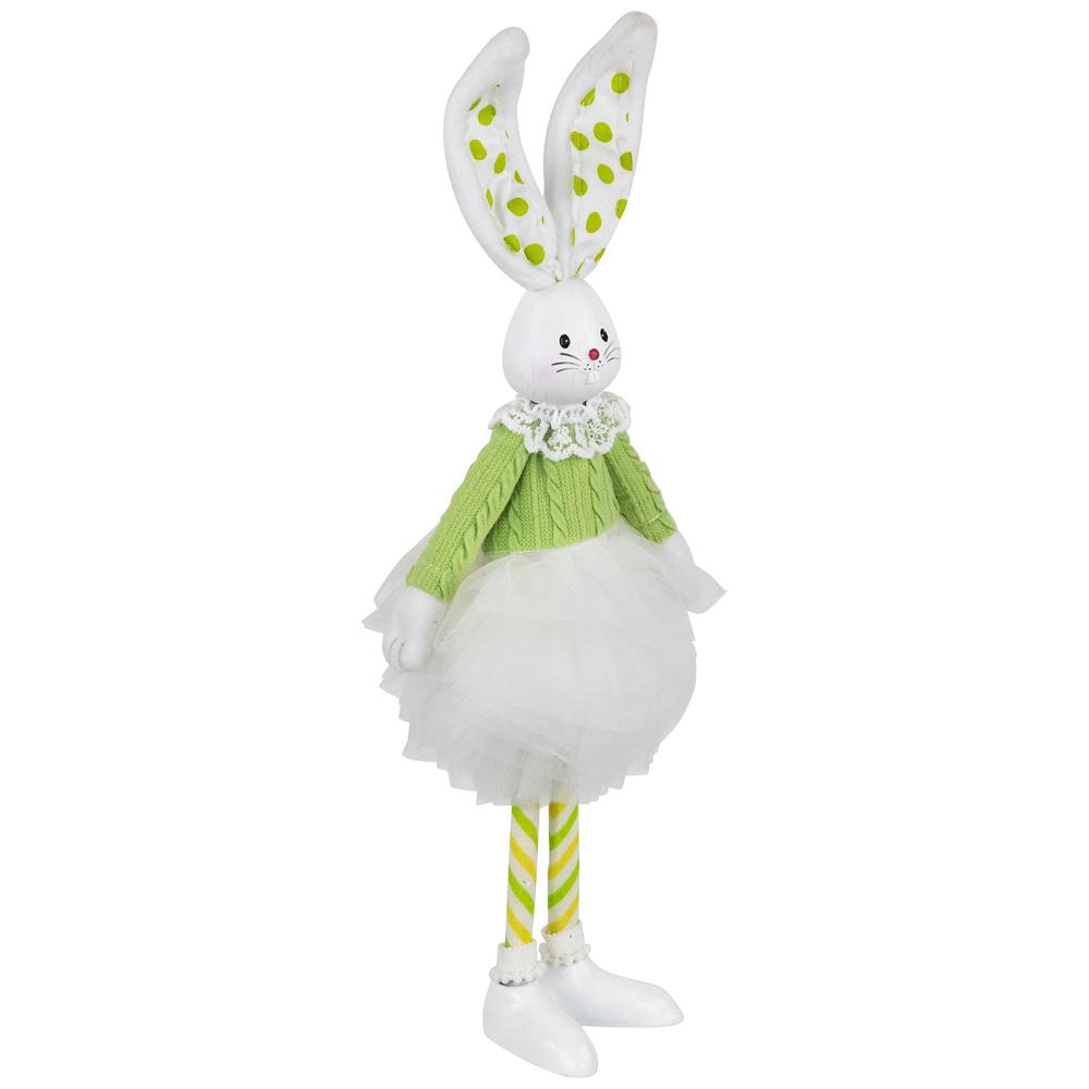 Ballerina Bunny Standing Easter Figure - 15" - Green and White. Picture 3