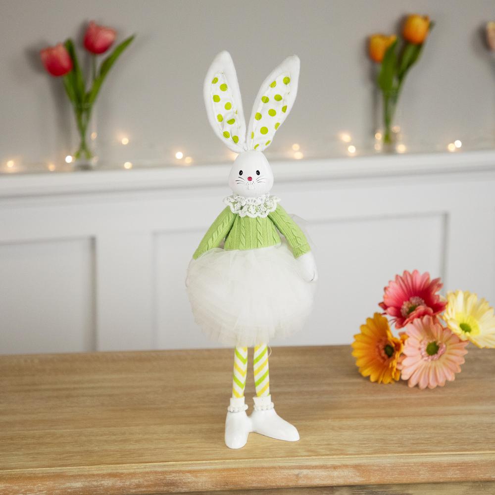 Ballerina Bunny Standing Easter Figure - 15" - Green and White. Picture 5