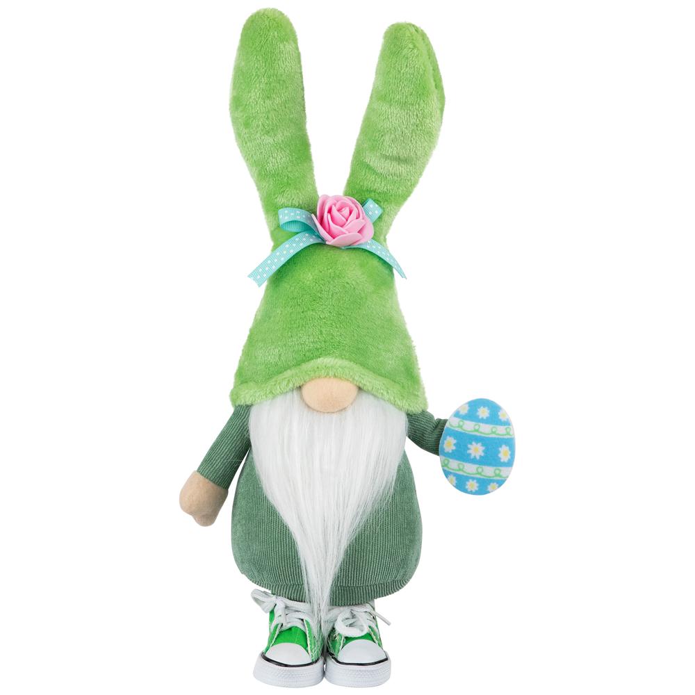 Gnome with Bunny Ears Easter Figure - 15" - Green and White. Picture 1