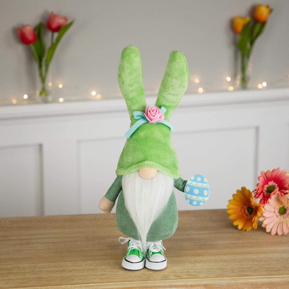 Gnome with Bunny Ears Easter Figure - 15" - Green and White. Picture 5
