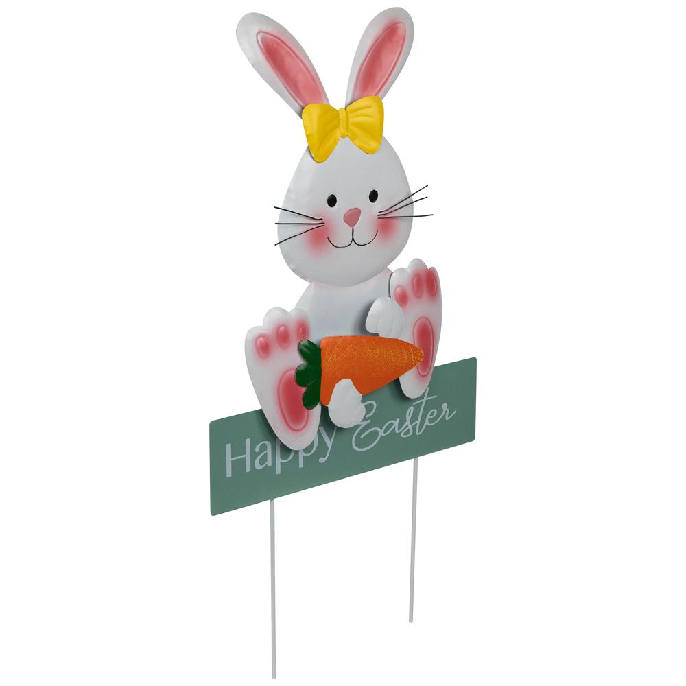 Bunny with Carrot Happy Easter Outdoor Garden Stake - 18.75". Picture 3
