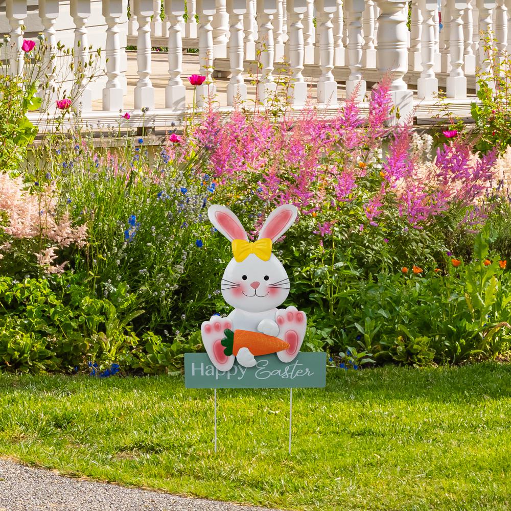 Bunny with Carrot Happy Easter Outdoor Garden Stake - 18.75". Picture 6