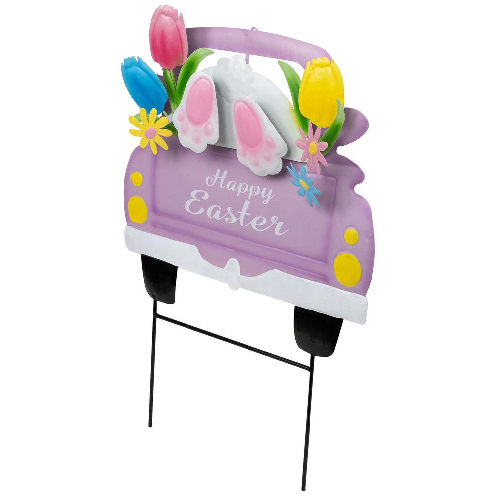 Back Seat Bunny Happy Easter Outdoor Garden Stake - 14" - Purple. Picture 2