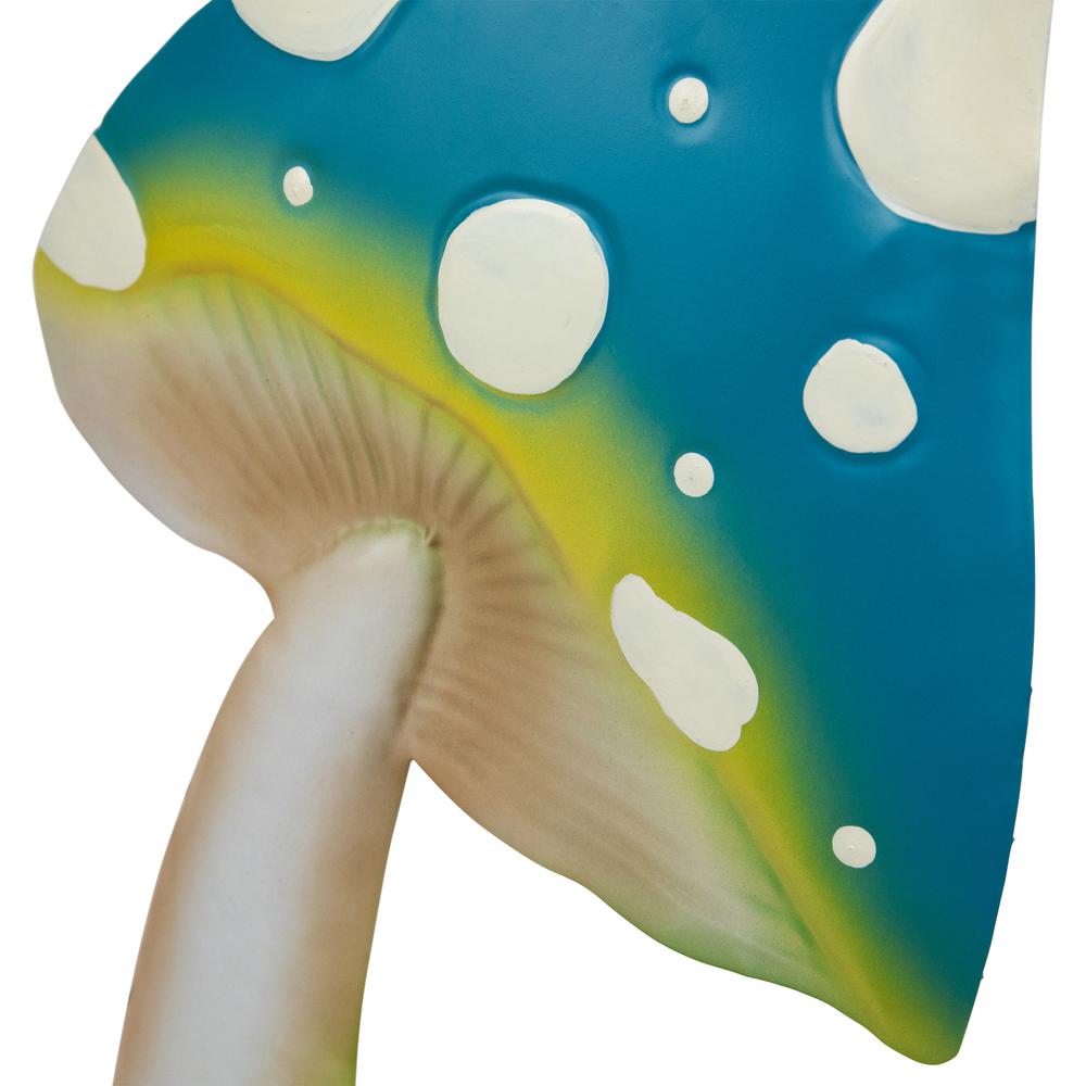 Double Spotted Mushrooms Outdoor Garden Stake - 16" - Blue and Green. Picture 5