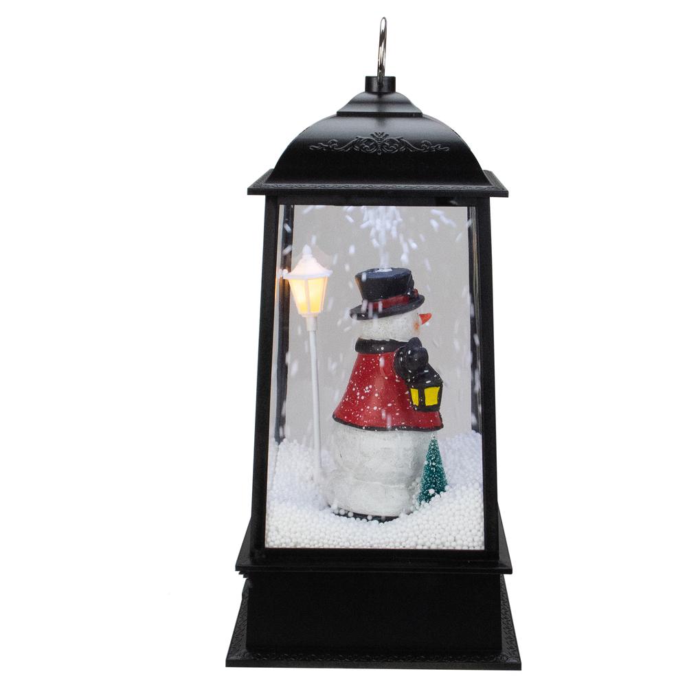 13" Lighted Snowman Christmas Lantern with Falling Snow. Picture 2