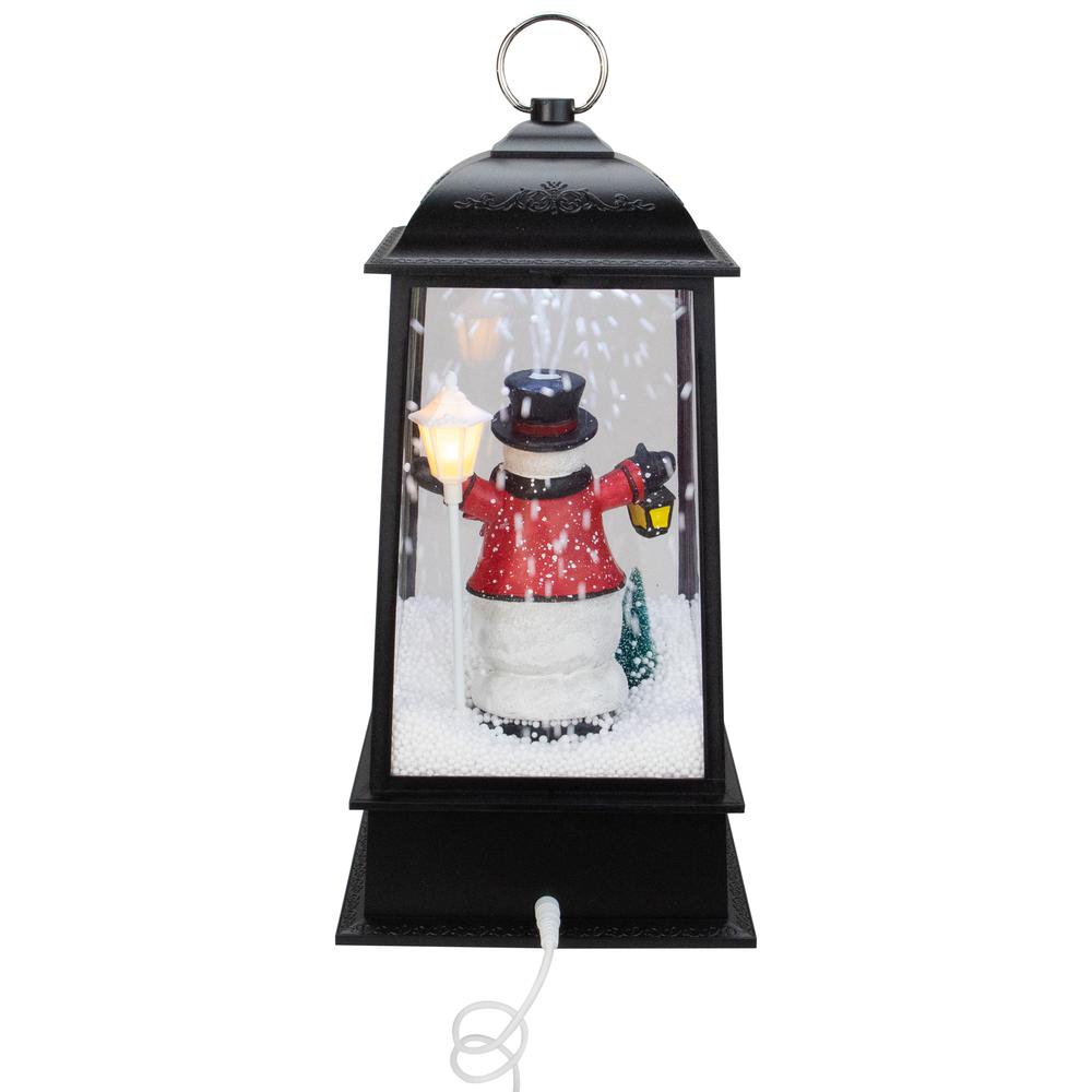 13" Lighted Snowman Christmas Lantern with Falling Snow. Picture 4